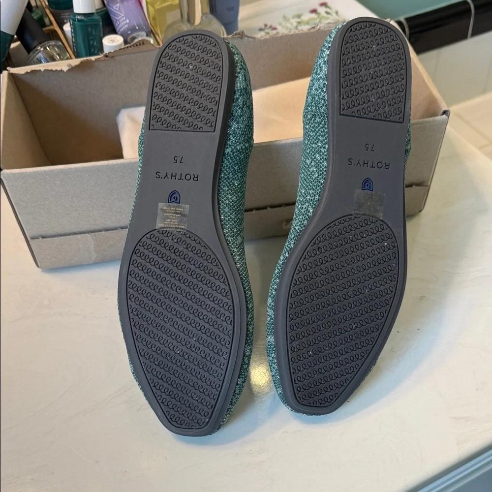 NEW Rothy's Mirage Metallic Square Toe Patterned Flats - Picture 7 of 7